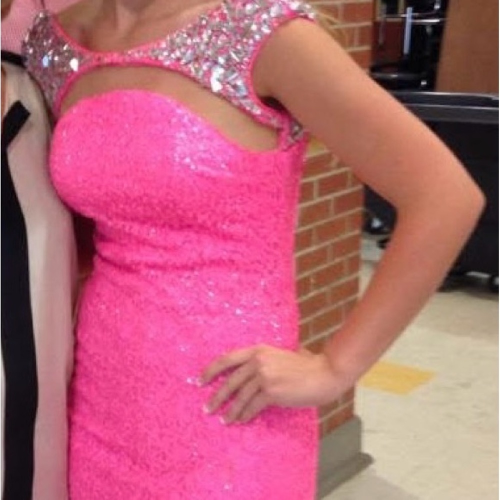 Hot Pink,  Glitter Mini Dress